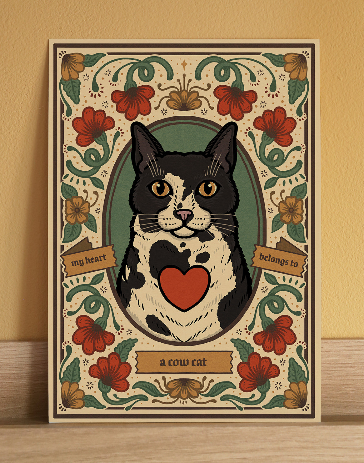 Cow Cat Art Print