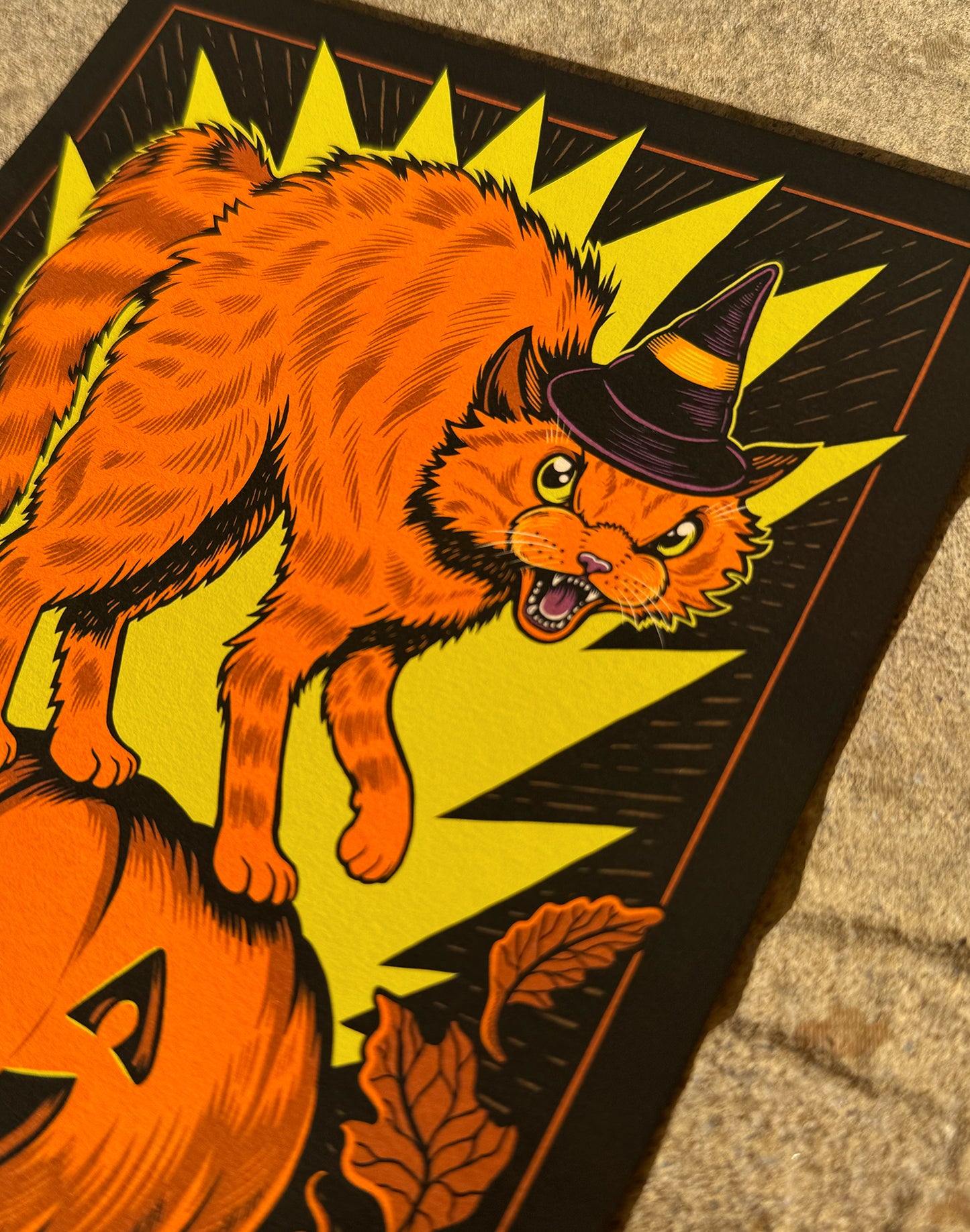 Beware of the Cat - He's Orange | Fine Art Print | Halloween Wall Art