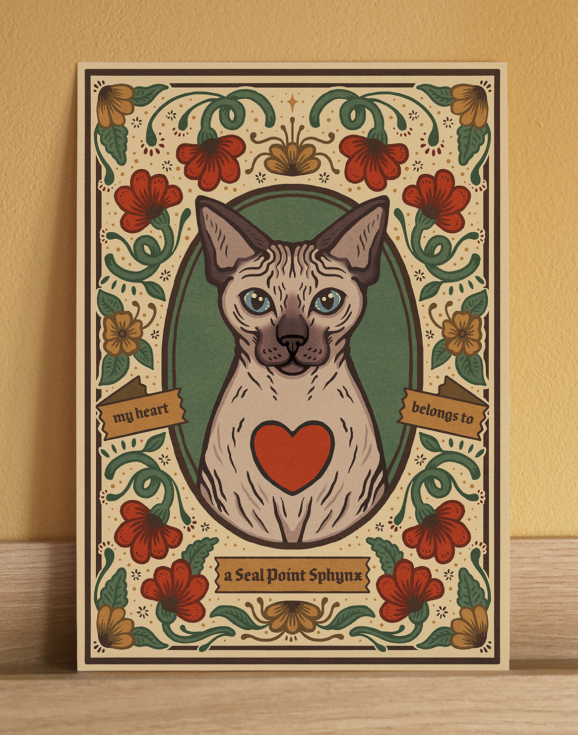 Seal Point Sphynx Cat Art Print