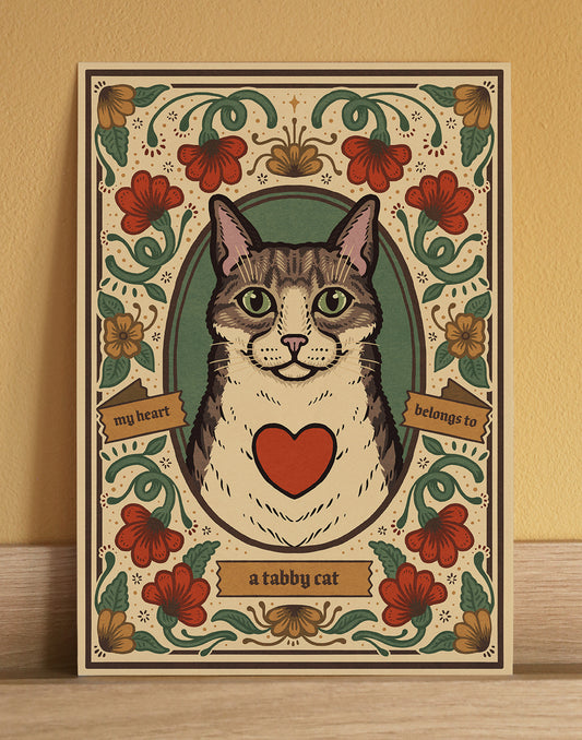 Tuxedo Tabby Cat Art Print