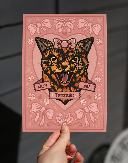 She's Got Tortitude | Tortoiseshell Cat Art Print