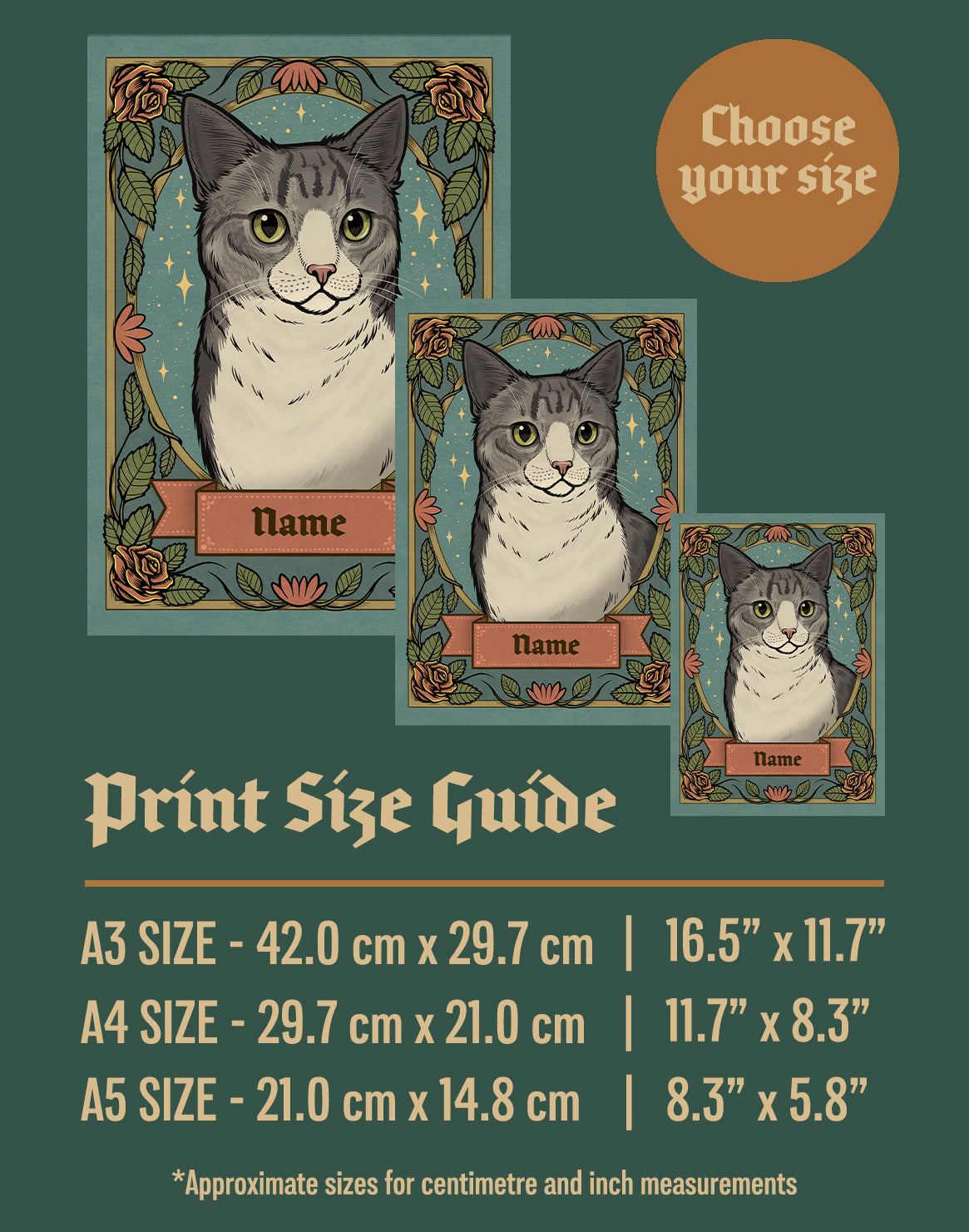 Grey and White Tabby Cat | Add Your Own Custom Pet Name | Fine Art Print
