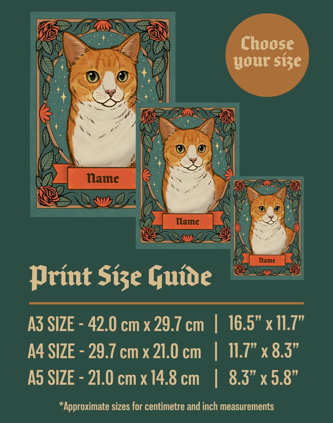 Orange and White Tabby Cat | Add Your Own Custom Pet Name | Fine Art Print