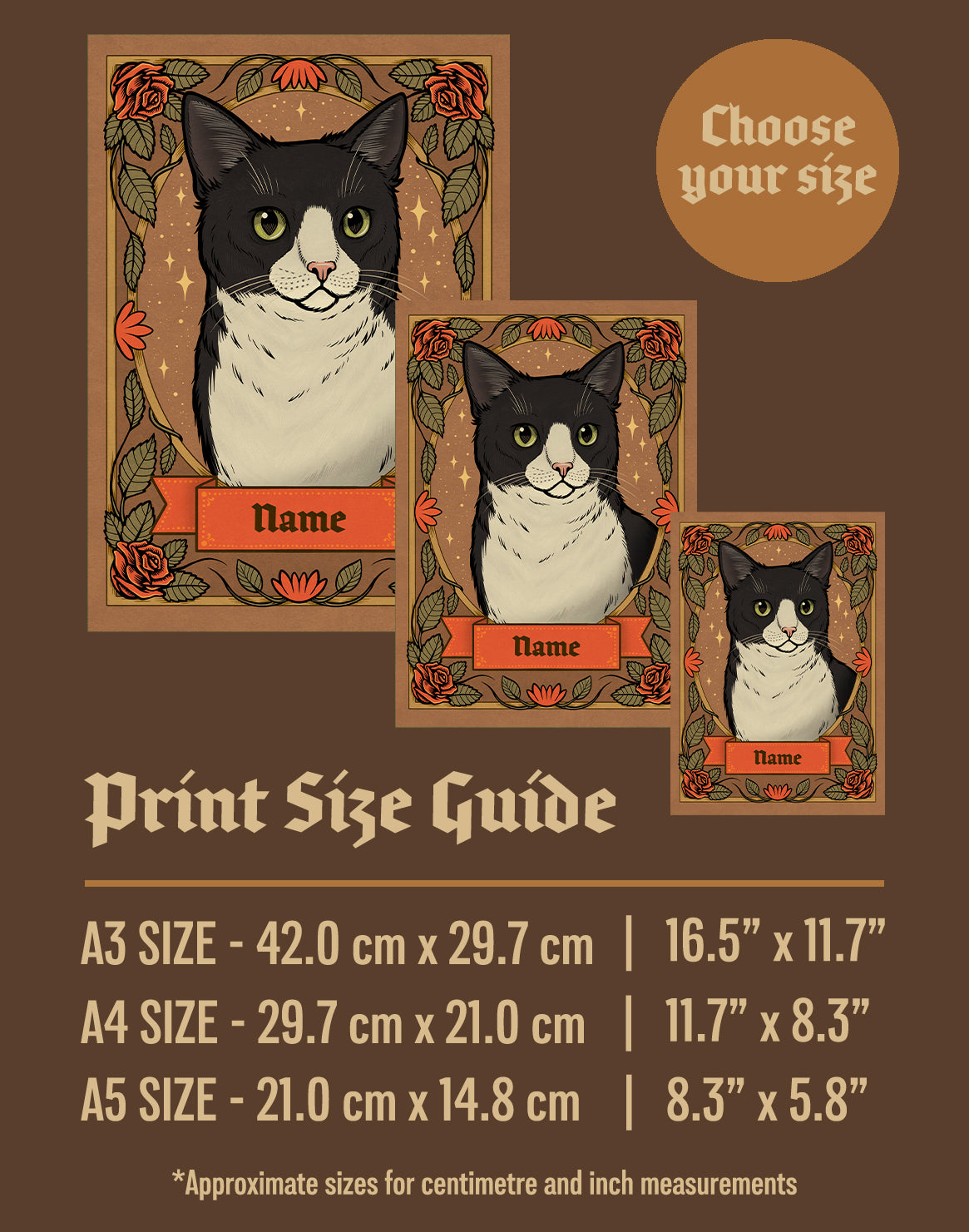 Tuxedo Cat | Add Your Own Custom Pet Name | Fine Art Print
