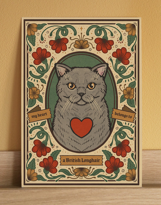 British Longhair Cat | Fine Art Print | Grey