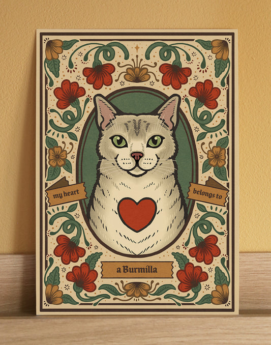 Burmilla Cat | Fine Art Print | White