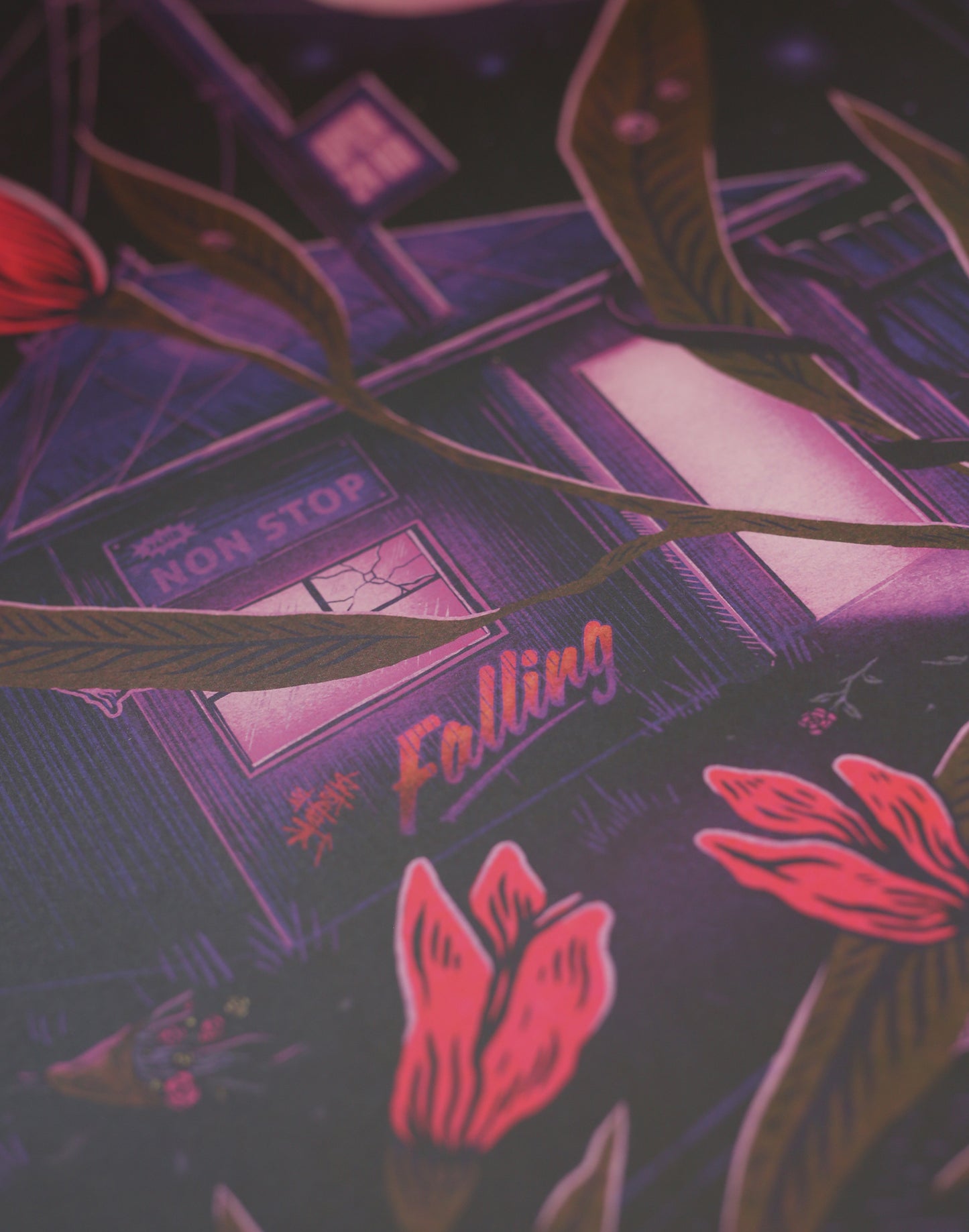 Burning Neon Art Print | Damaged