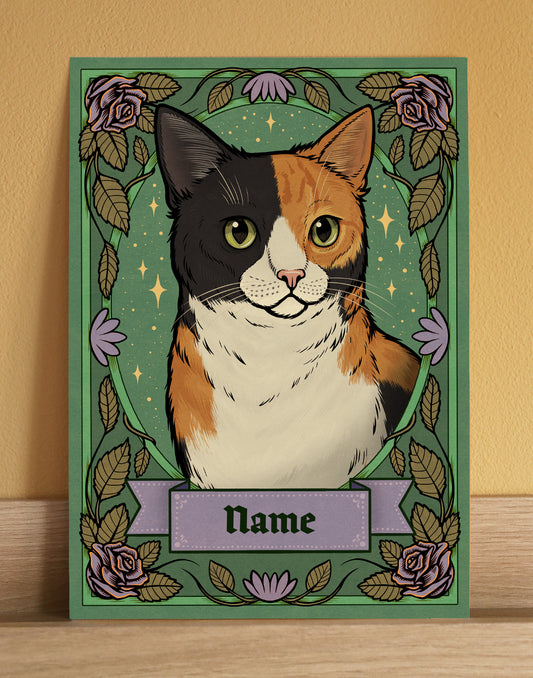 Calico Cat | Add Your Own Custom Pet Name | Fine Art Print