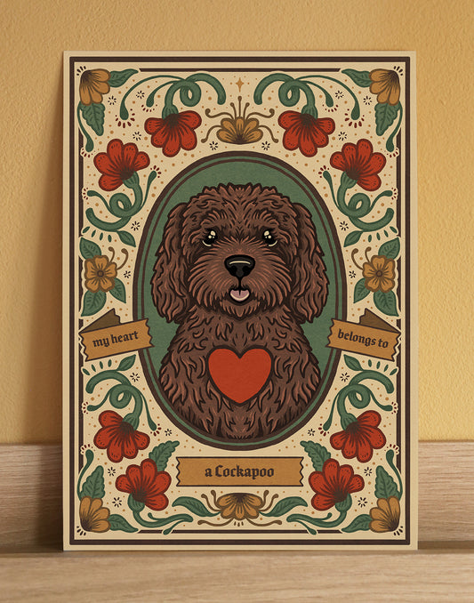 Chocolate Cockapoo Art Print