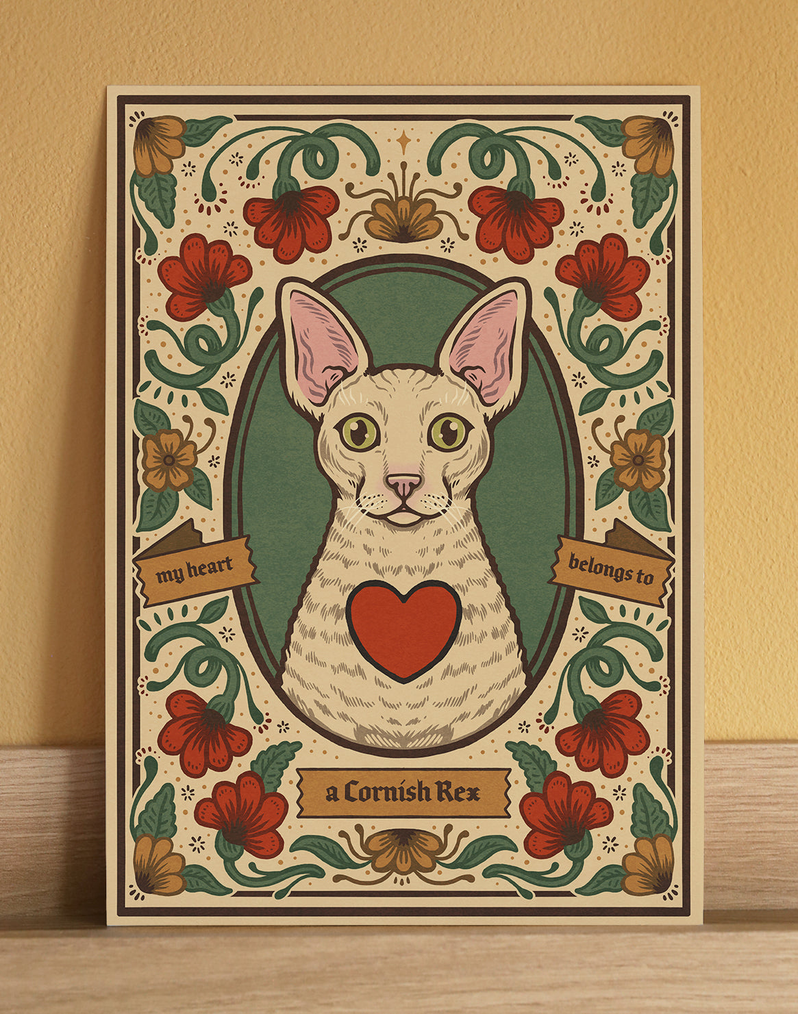 Cornish Rex Cat | Fine Art Print | White