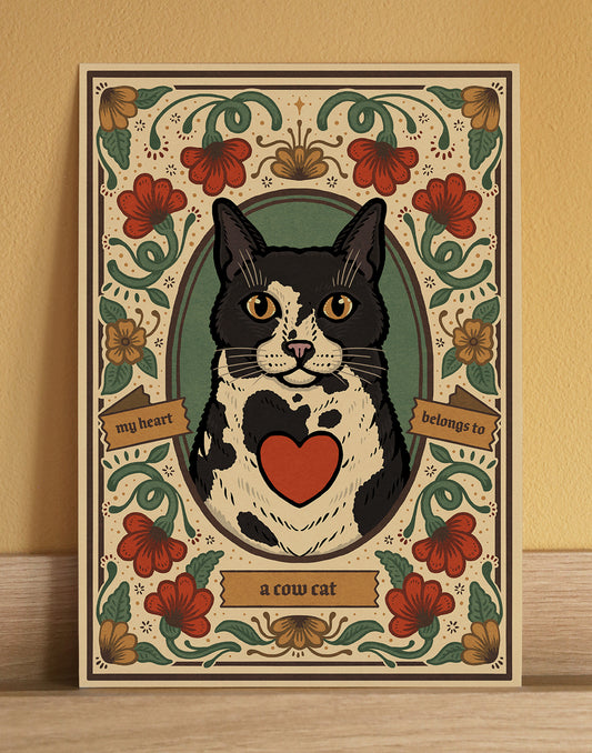 Cow Cat Art Print