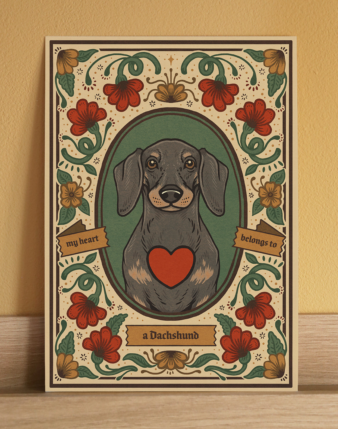 Dachshund | Fine Art Print | Grey and Tan