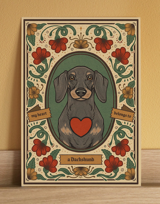 Dachshund | Fine Art Print | Grey and Tan