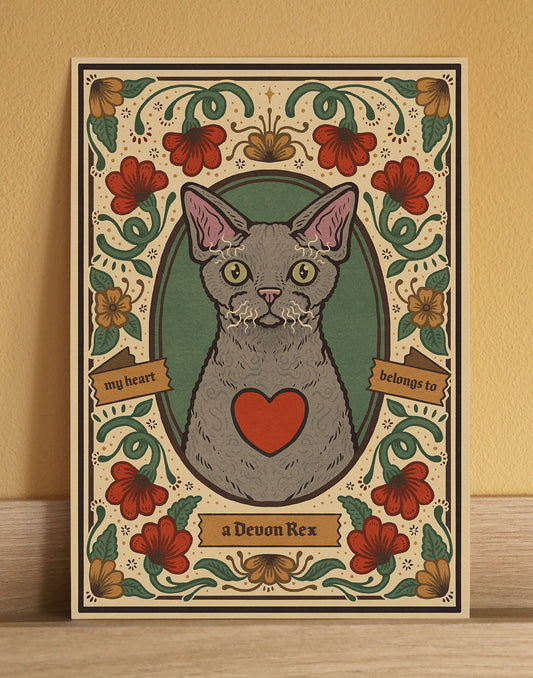 Devon Rex Cat Art Print