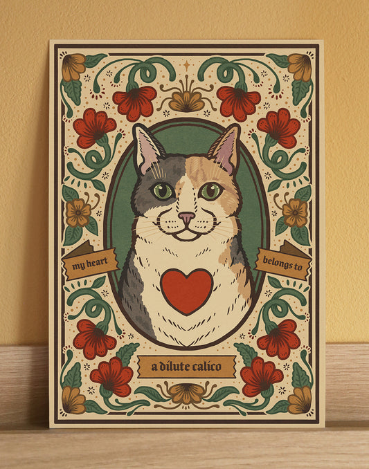Dilute Calico Cat Art Print