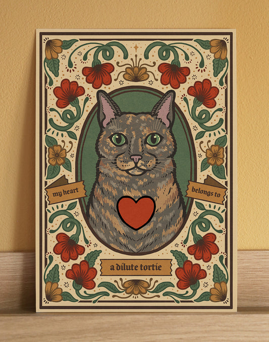 Dilute Tortoiseshell Cat Art Print