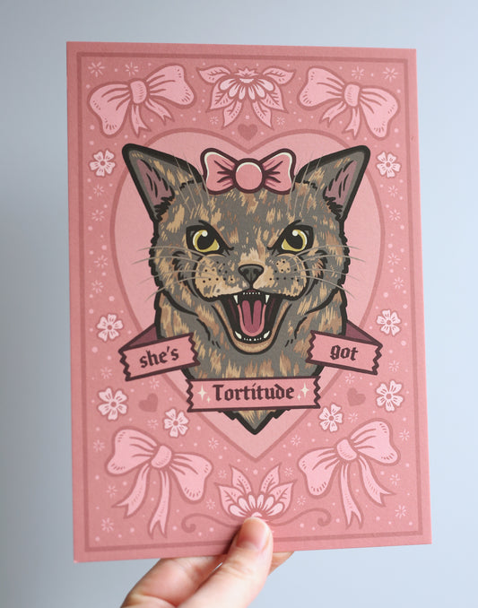 She's Got Tortitude | Dilute Tortoiseshell Cat | Fine Art Print