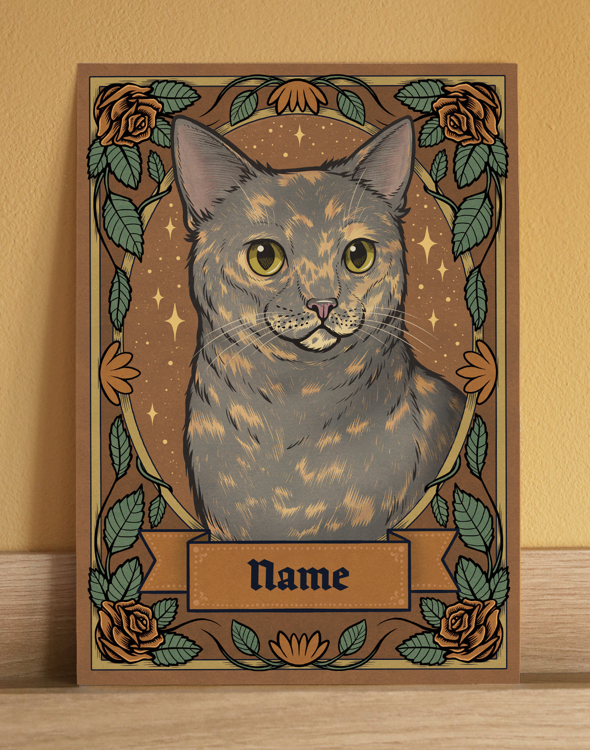 Dilute Tortie | Add Your Own Custom Pet Name | Fine Art Print
