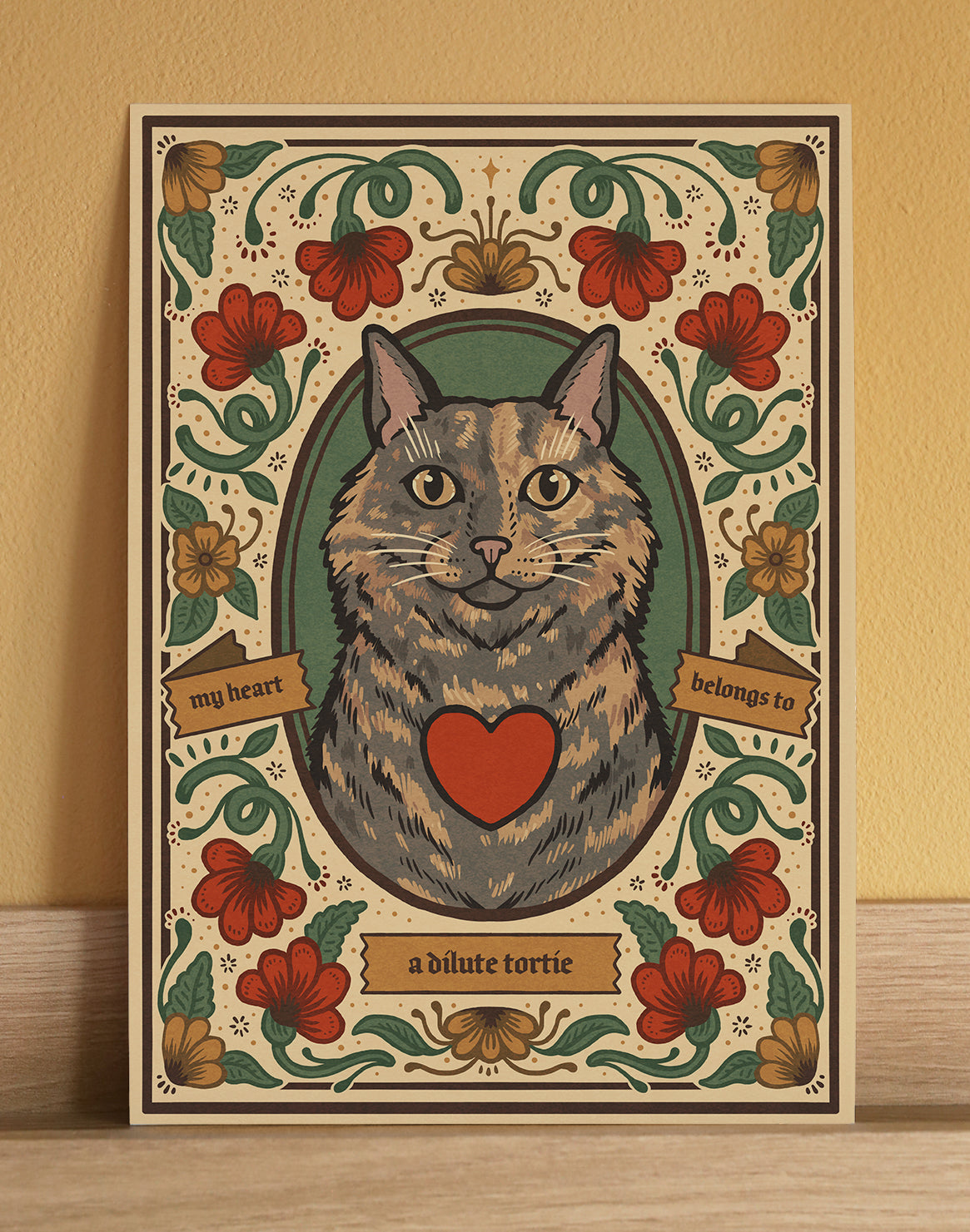 Long Haired Dilute Tortoiseshell Cat | Fine Art Print