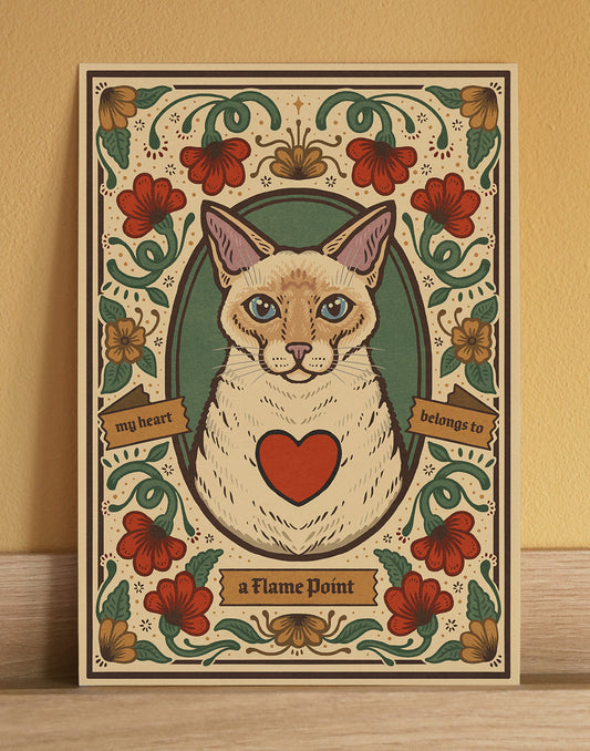 Flame Point Cat Art Print