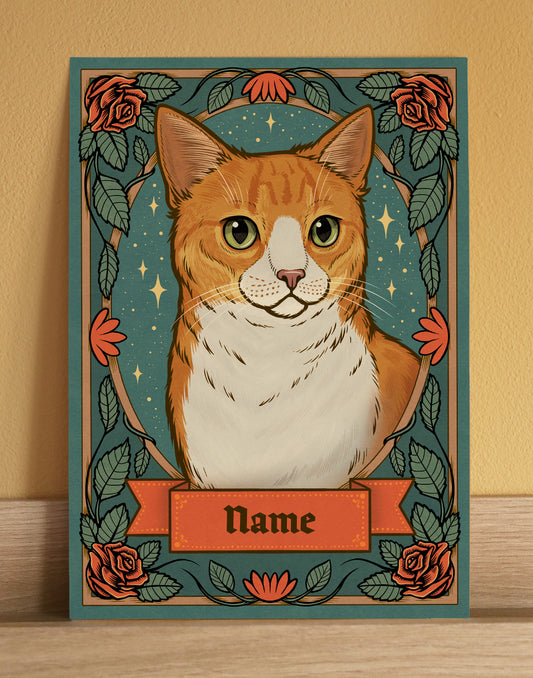 Orange and White Tabby Cat | Add Your Own Custom Pet Name | Fine Art Print