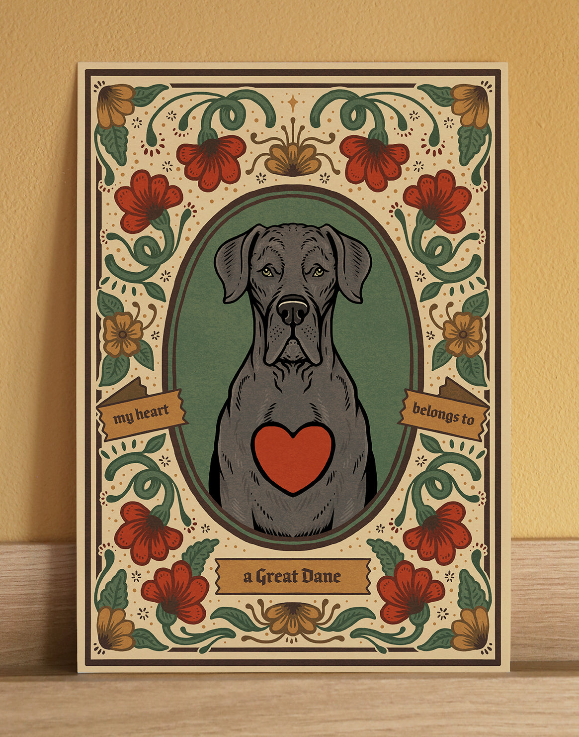 Great Dane | Fine Art Print | Blue | Grey