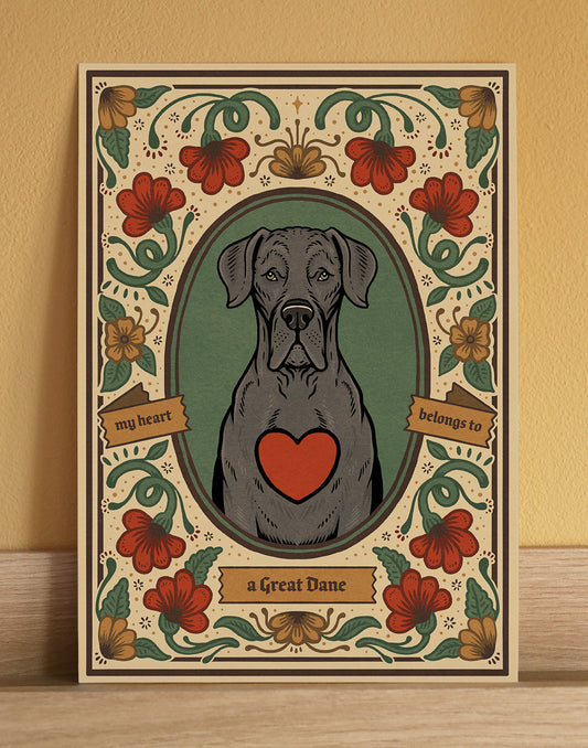 Great Dane | Fine Art Print | Blue | Grey