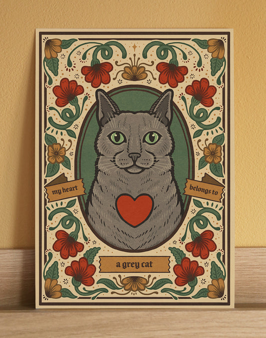 Grey Cat Art Print