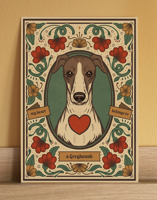 Greyhound | Fine Art Print | Red and White