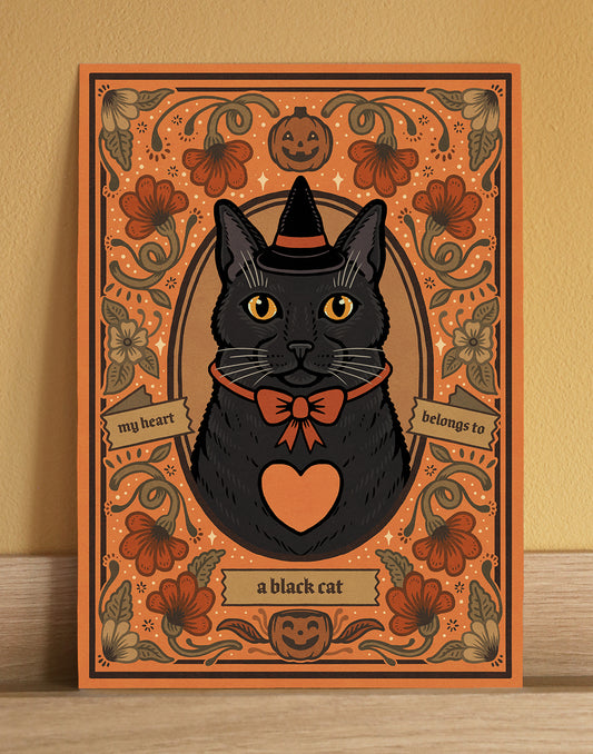 Spooky Black Cat | Fine Art Print | Halloween Wall Art