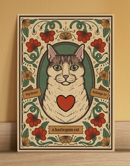 Harlequin Cat Art Print