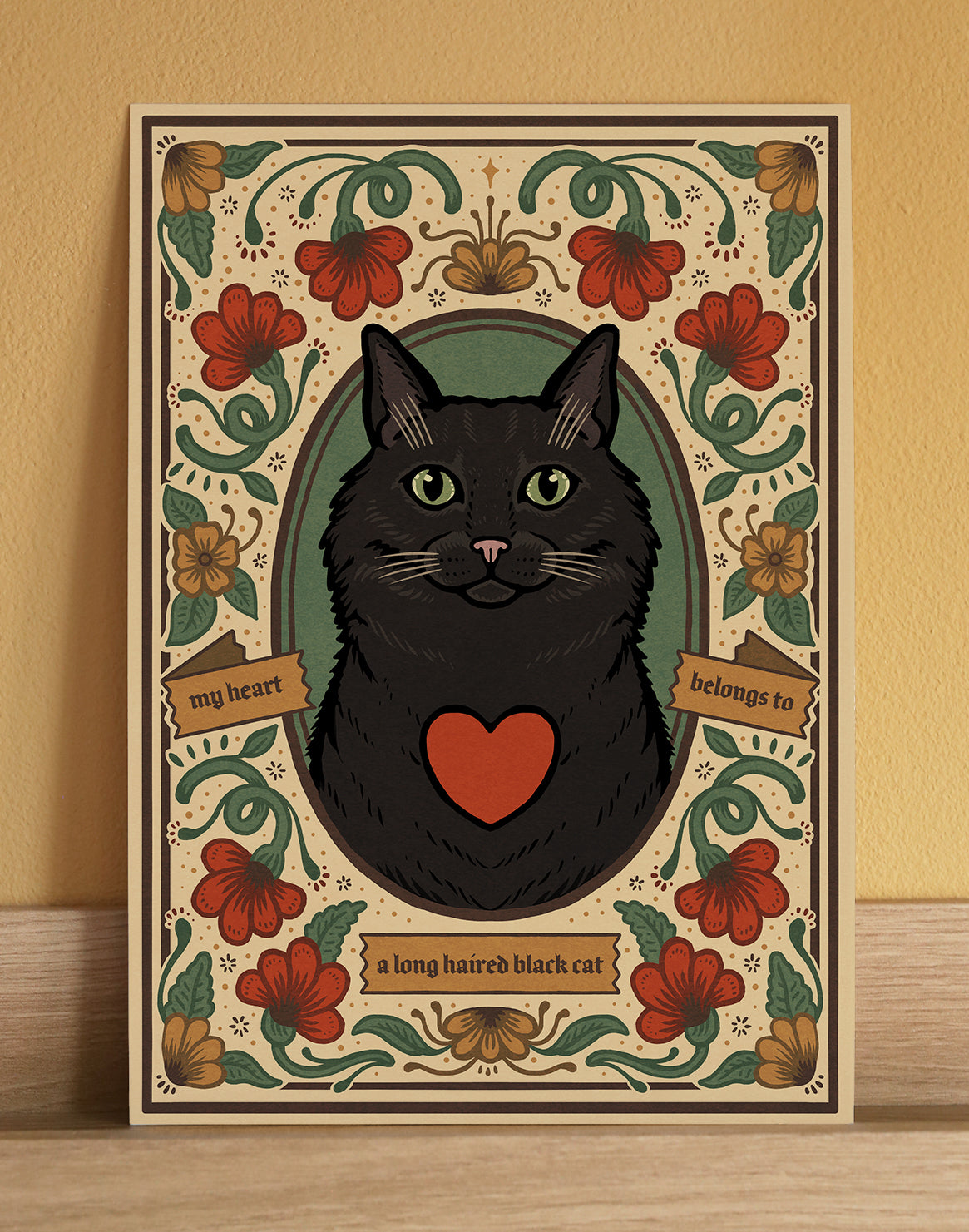 Long Haired Black Cat | Fine Art Print
