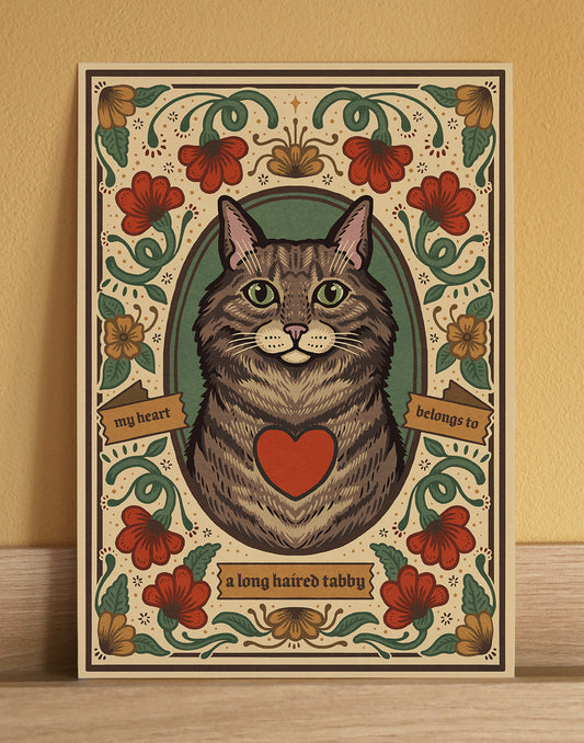 Long Haired Tabby Art Print