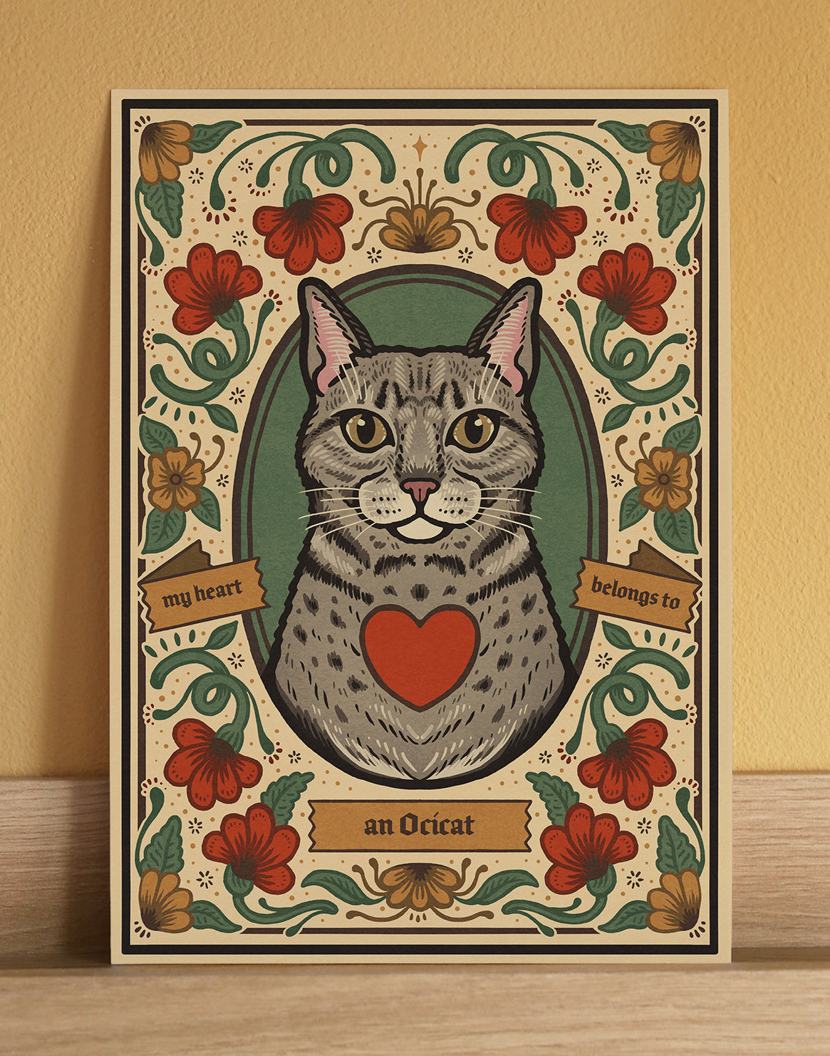 Ocicat Cat | Fine Art Print | Grey | Silver