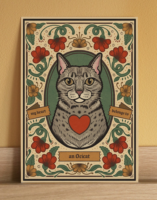 Ocicat Cat | Fine Art Print | Grey | Silver