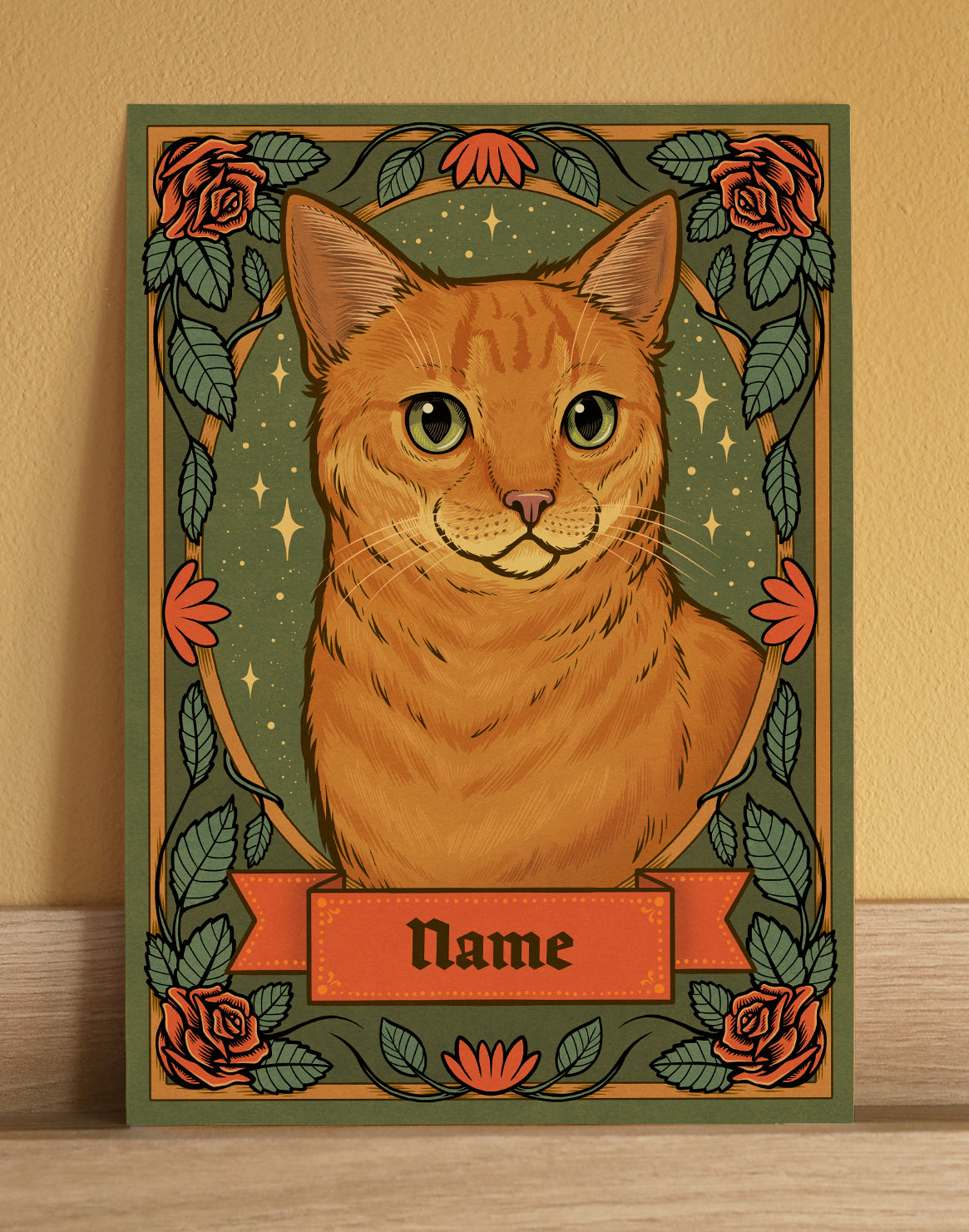 Orange Cat | Add Your Own Custom Pet Name | Fine Art Print