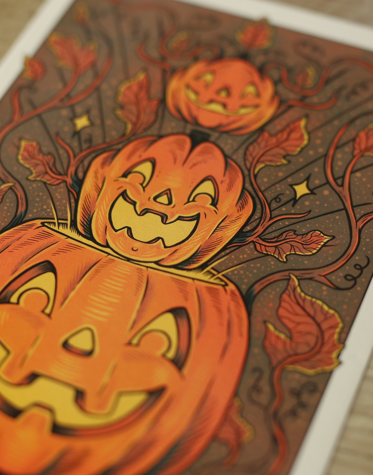Pumpkin Stack | Fine Art Print | Vintage Style Halloween Art