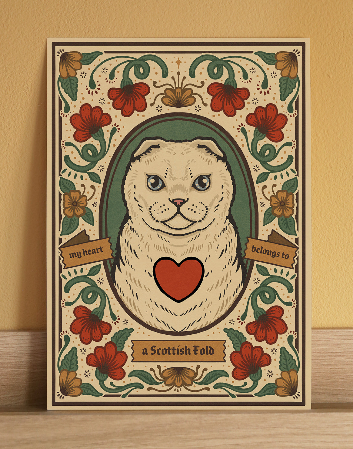 Scottish Fold Cat | Fine Art Print | White