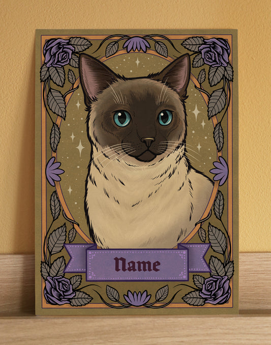 Seal Point Cat | Add Your Own Custom Pet Name | Fine Art Print