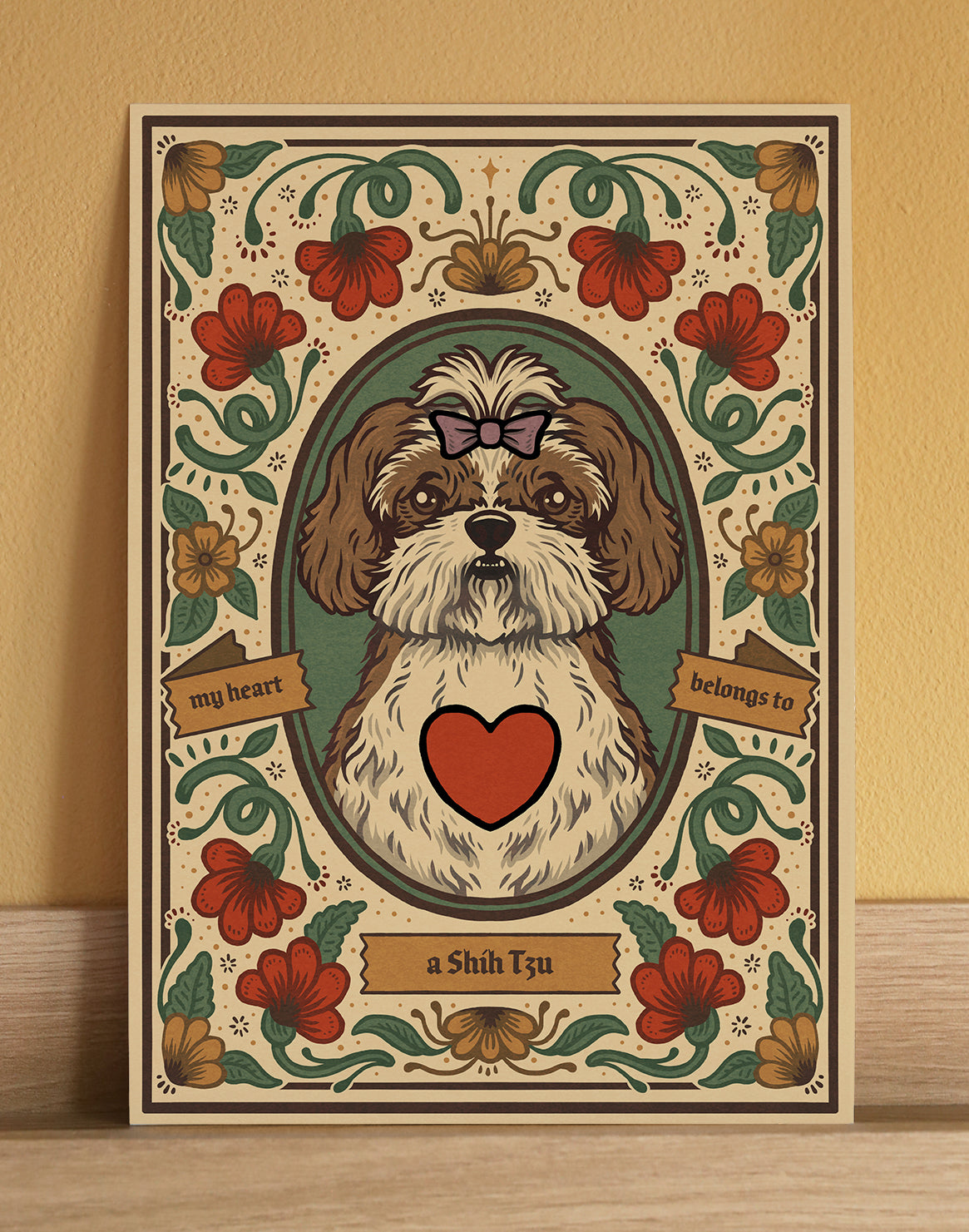 Shih Tzu | Fine Art Print | Gold and White