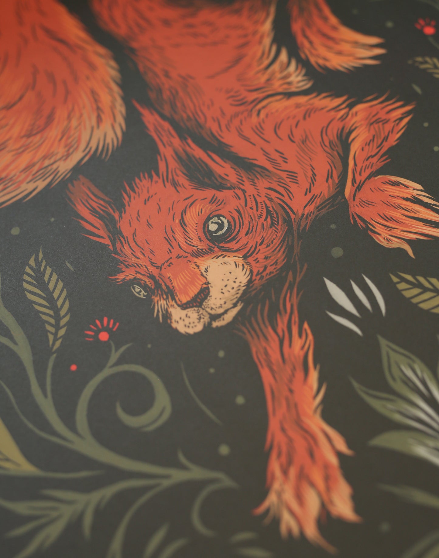 Squirrel with Foliage Art Print | Damaged