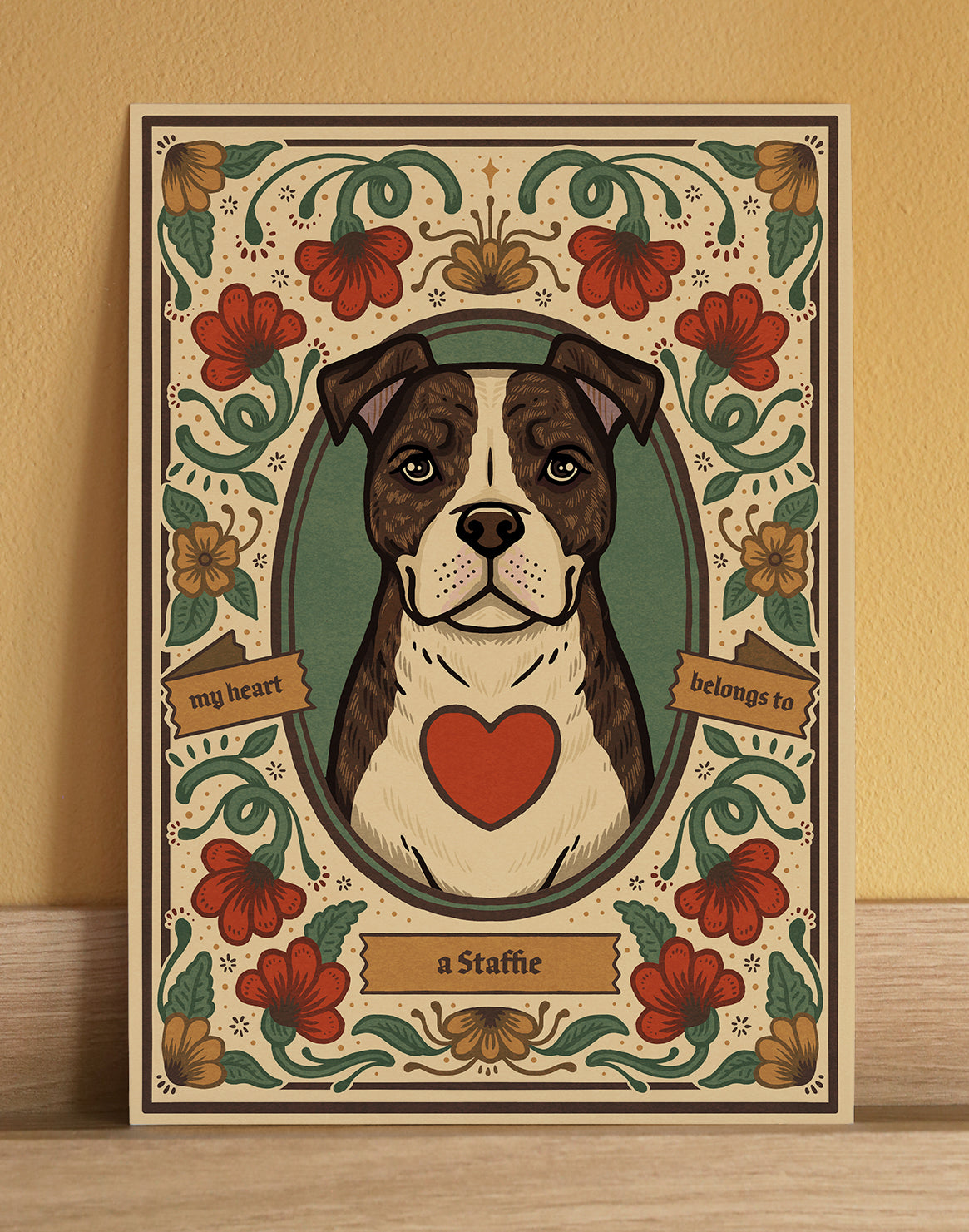 Staffie | Fine Art Print | Brindle and White
