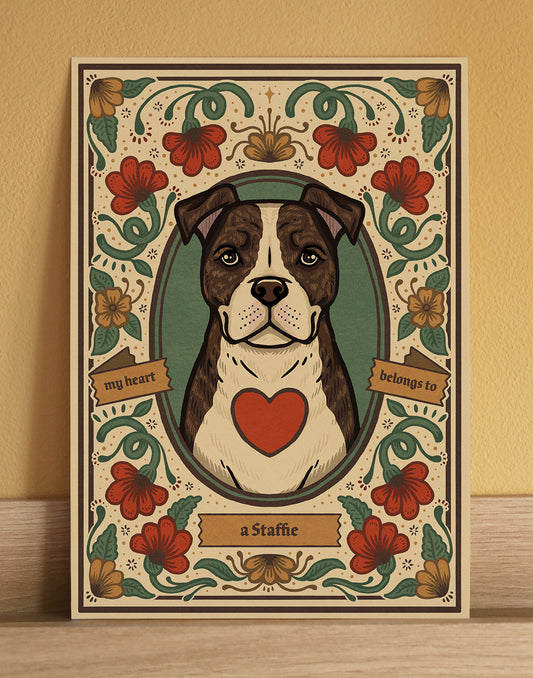 Staffie | Fine Art Print | Brindle and White