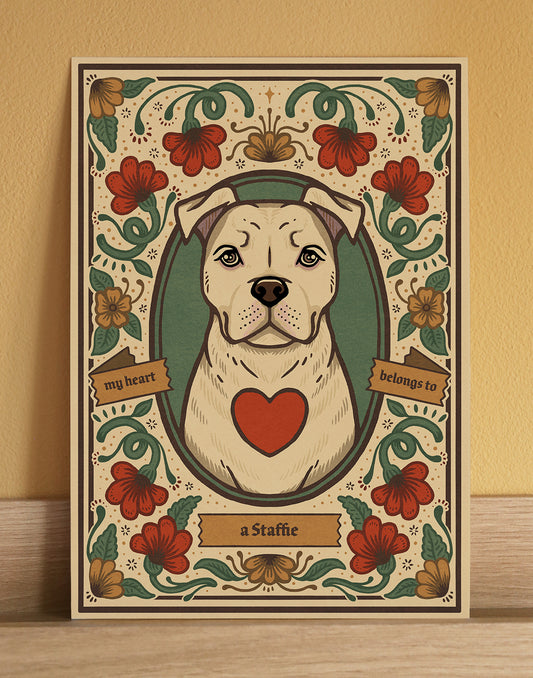 Staffie | Fine Art Print | White