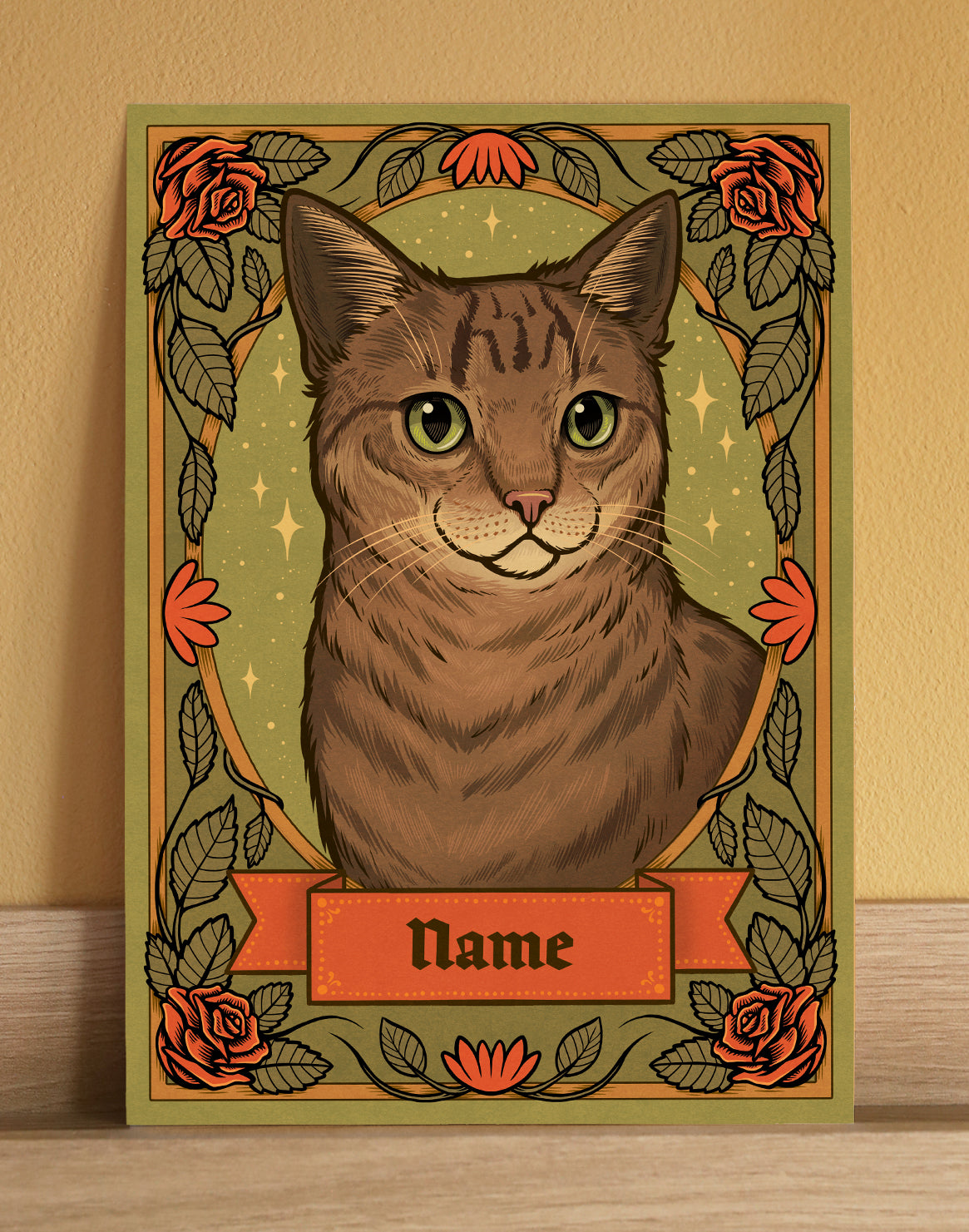 Tabby Cat | Add Your Own Custom Pet Name | Fine Art Print
