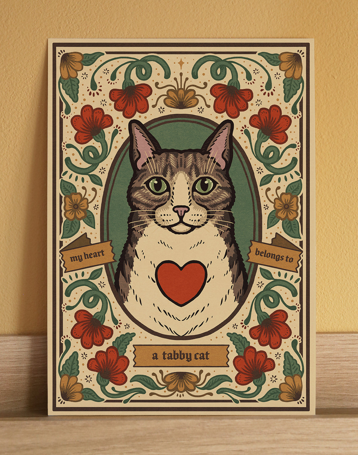 Tuxedo Tabby Cat Art Print