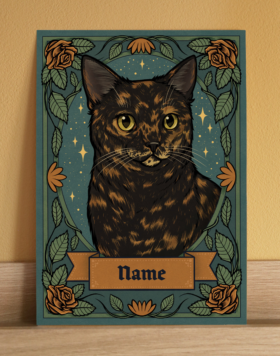 Tortie Cat | Add Your Own Custom Pet Name | Fine Art Print