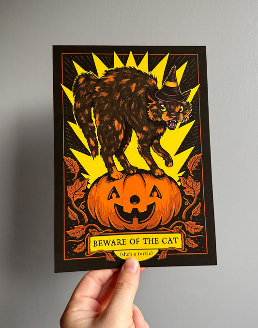 Beware of the Cat - She's a Tortie | Fine Art Print | Halloween Wall Art