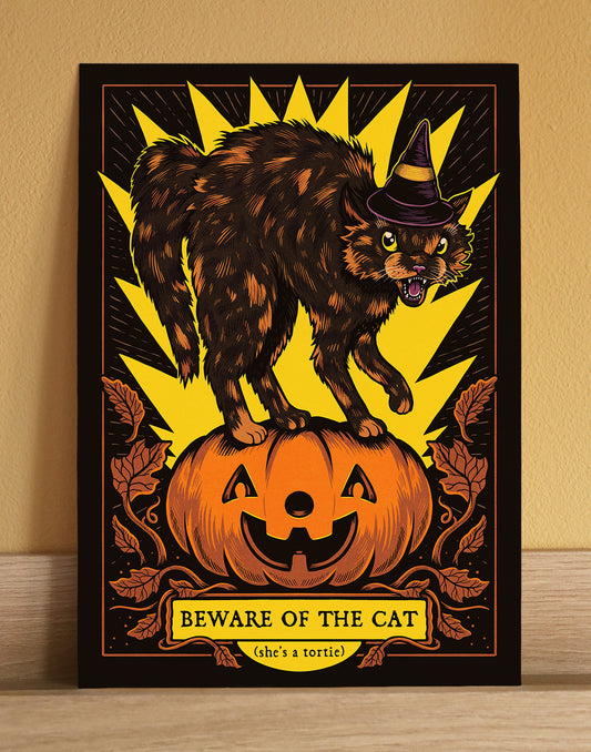 Beware of the Cat - She's a Tortie | Fine Art Print | Halloween Wall Art