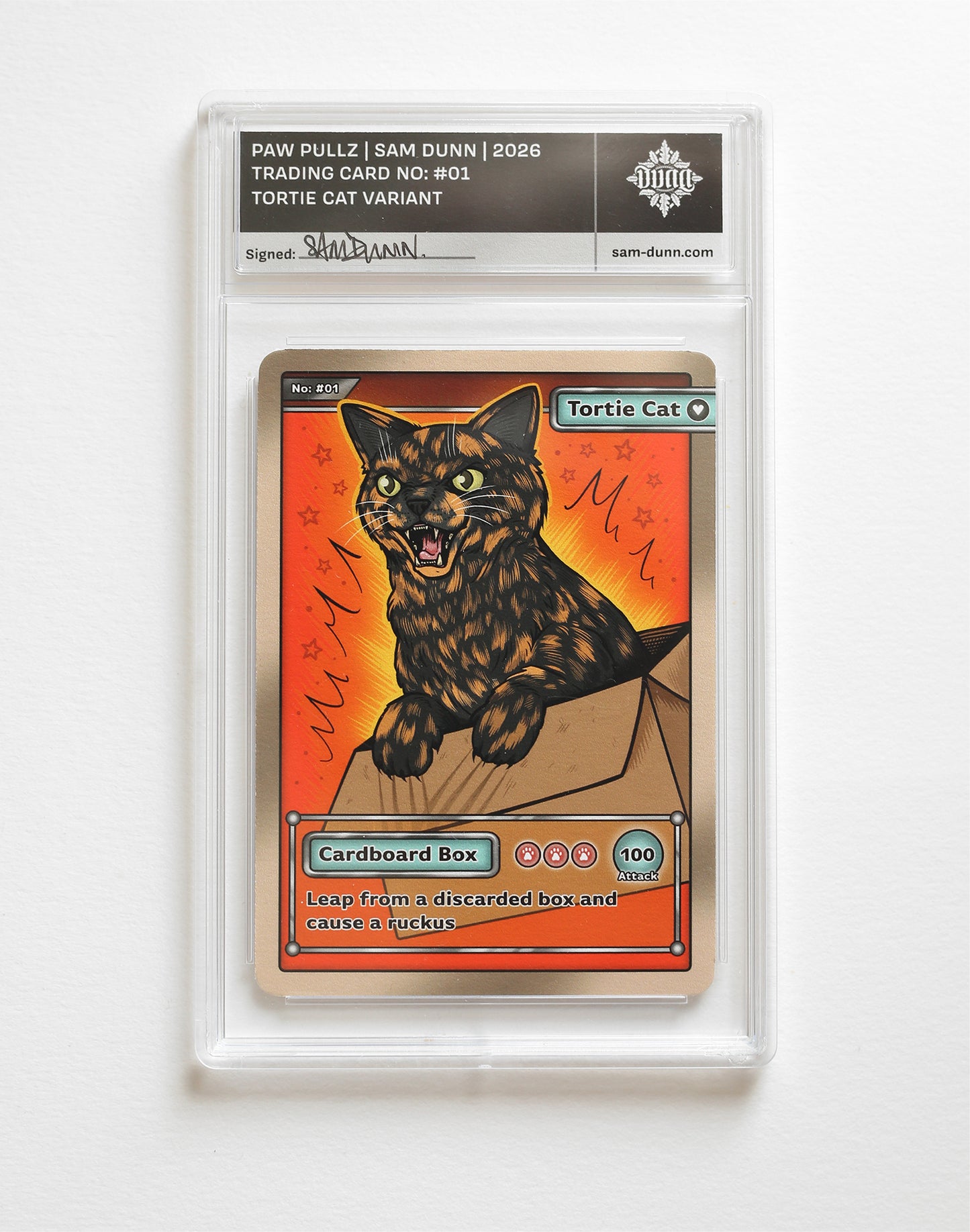 Tortie Cat Trading Card | In Protective Slab Case